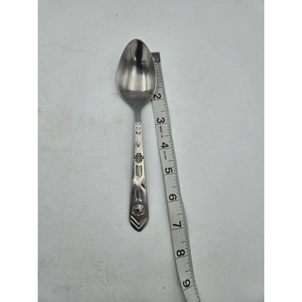 Oneida Stainless Japan‎ Tablespoon – Atomic Starburst Chevron Pattern Retro MCM